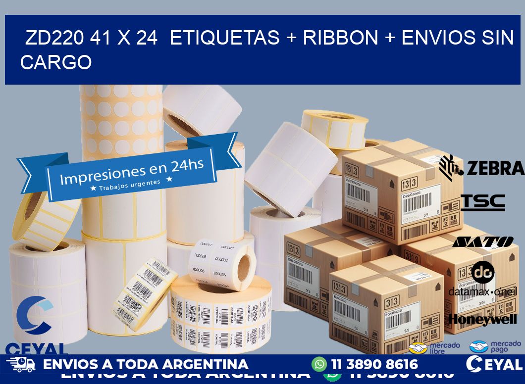 ZD220 41 x 24 etiquetas + ribbon + envios sin cargo