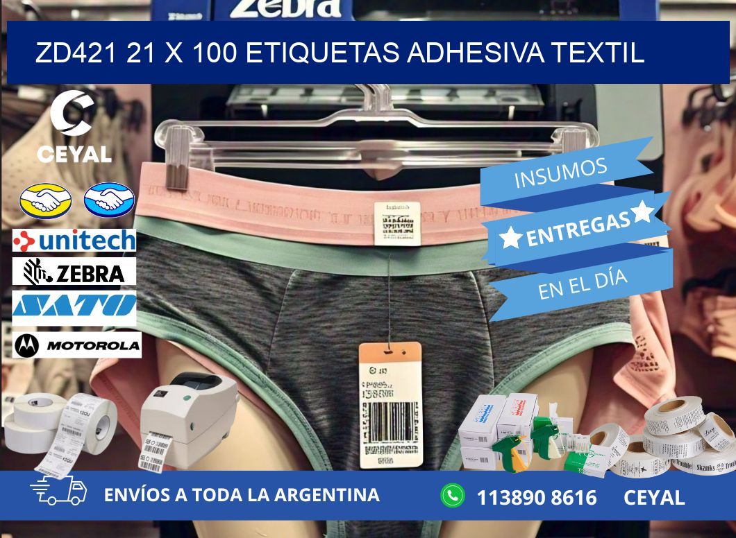 ZD421 21 x 100 ETIQUETAS ADHESIVA TEXTIL
