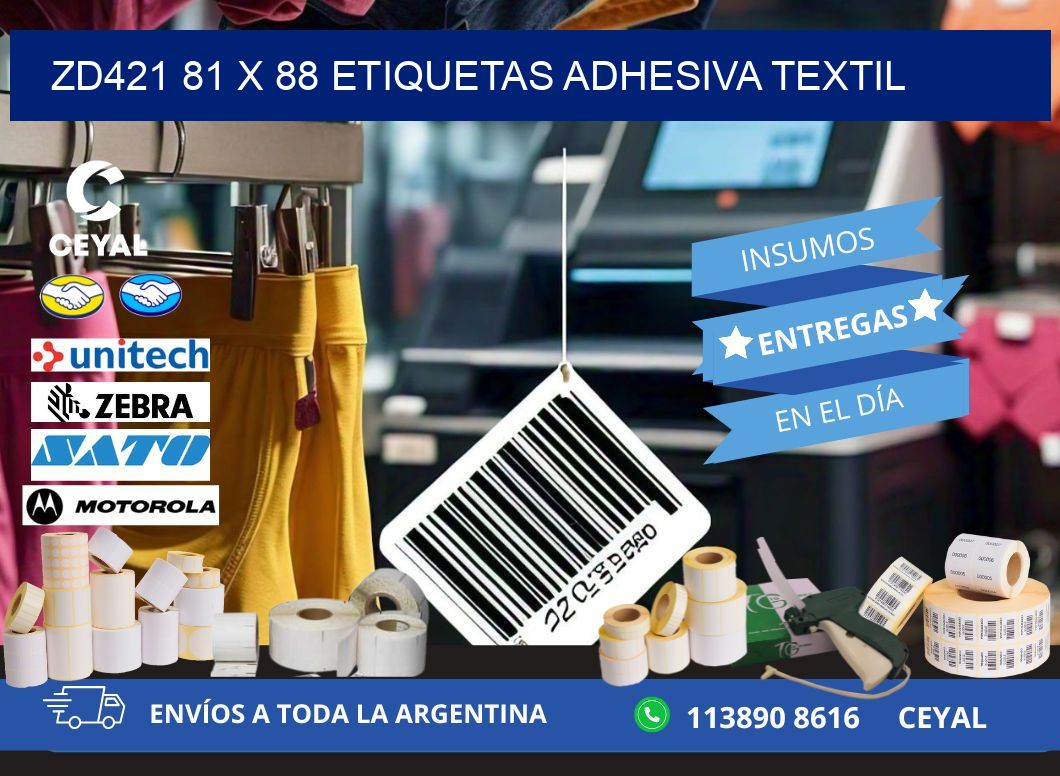 ZD421 81 x 88 ETIQUETAS ADHESIVA TEXTIL