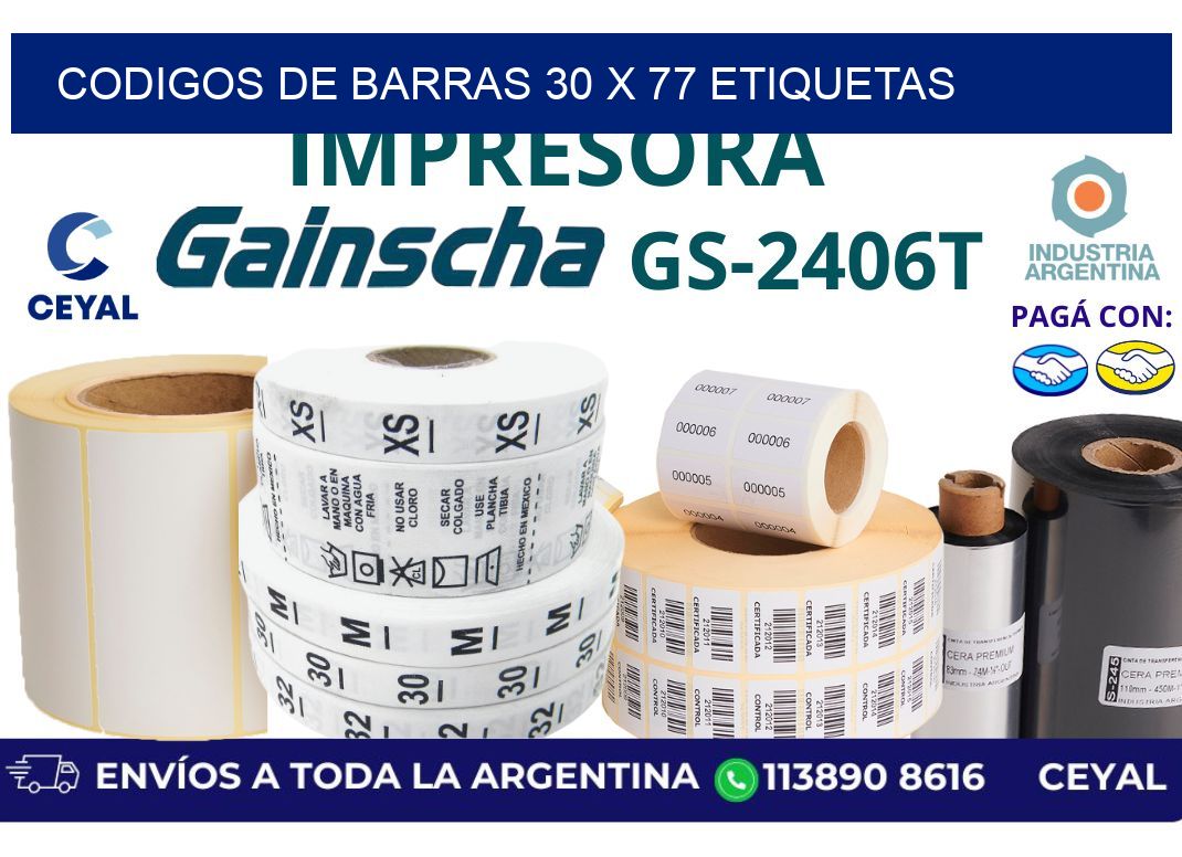 codigos de barras 30 x 77 etiquetas