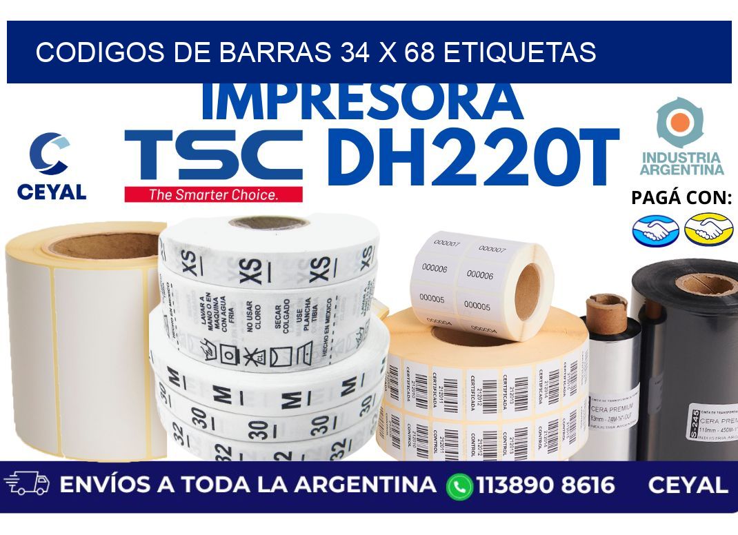 codigos de barras 34 x 68 etiquetas