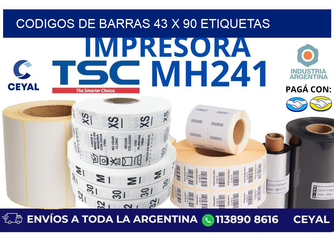codigos de barras 43 x 90 etiquetas