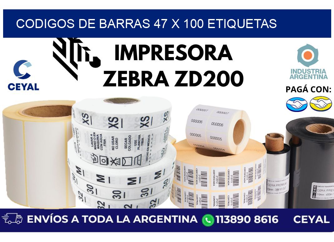 codigos de barras 47 x 100 etiquetas