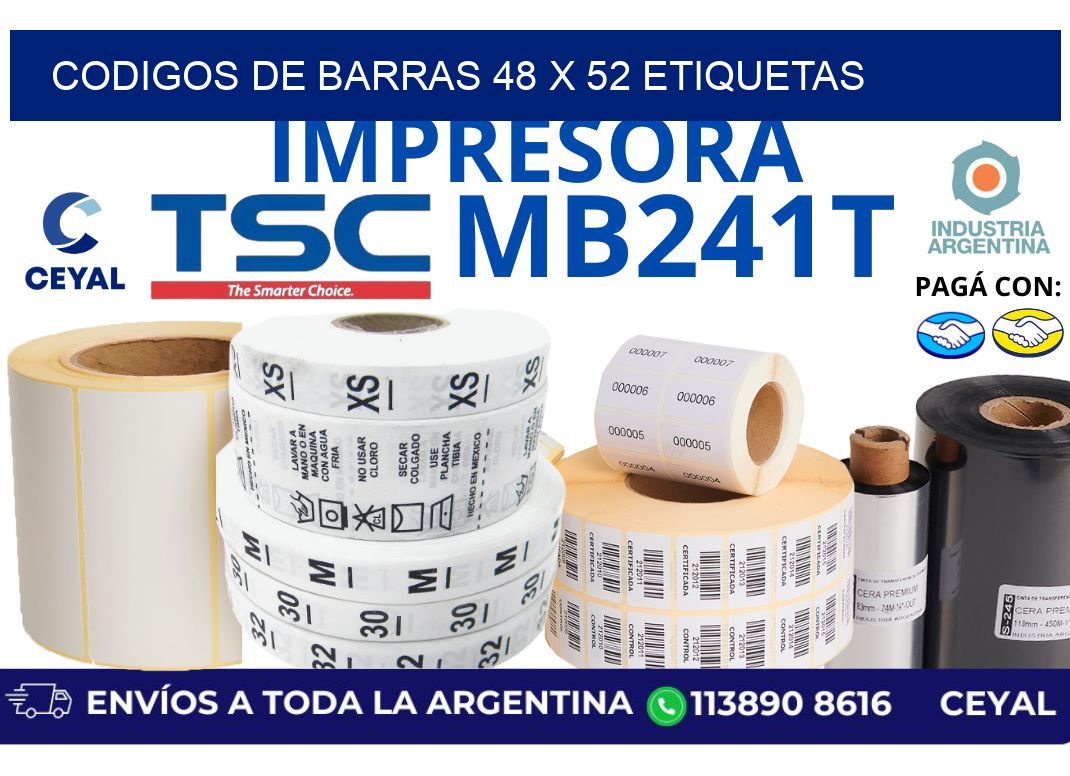 codigos de barras 48 x 52 etiquetas