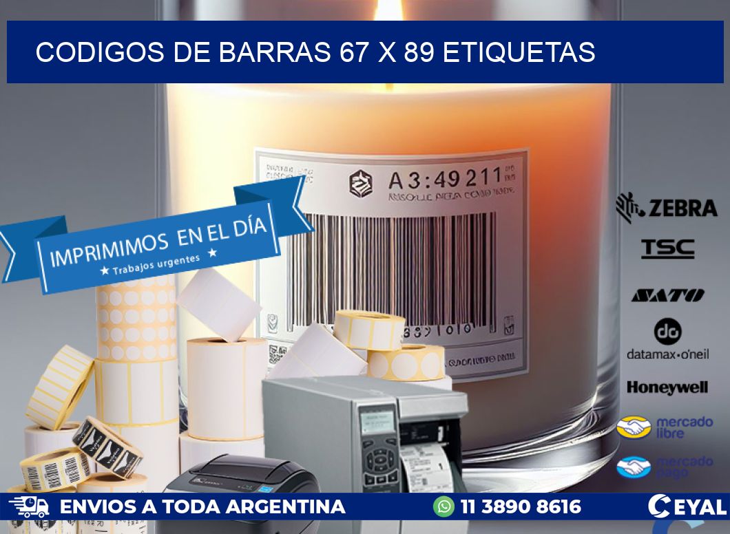 codigos de barras 67 x 89 etiquetas