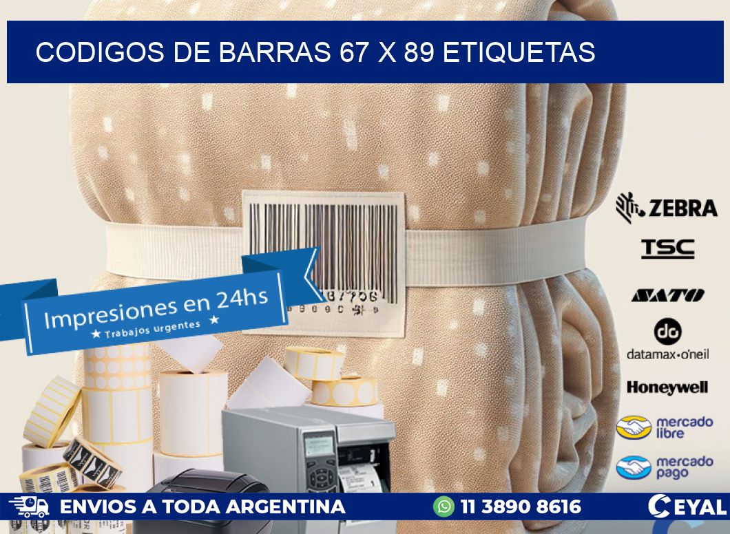 codigos de barras 67 x 89 etiquetas