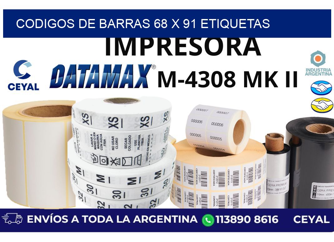 codigos de barras 68 x 91 etiquetas