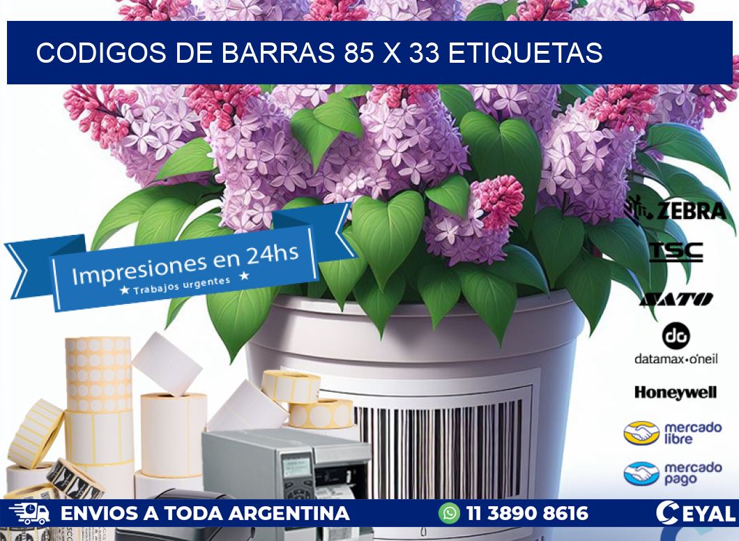 codigos de barras 85 x 33 etiquetas