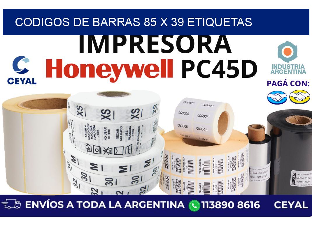 codigos de barras 85 x 39 etiquetas