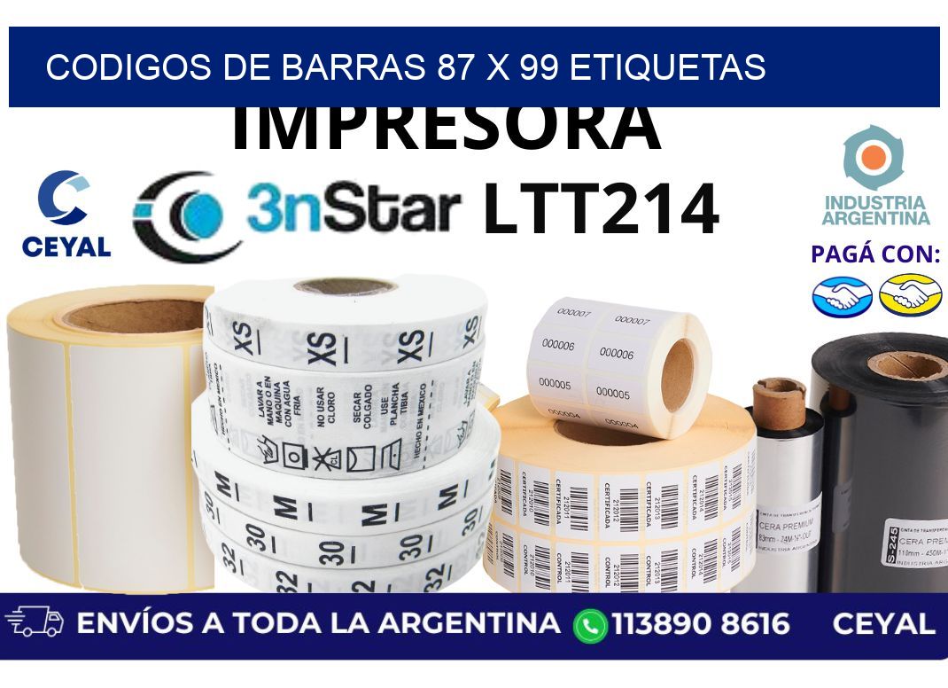 codigos de barras 87 x 99 etiquetas