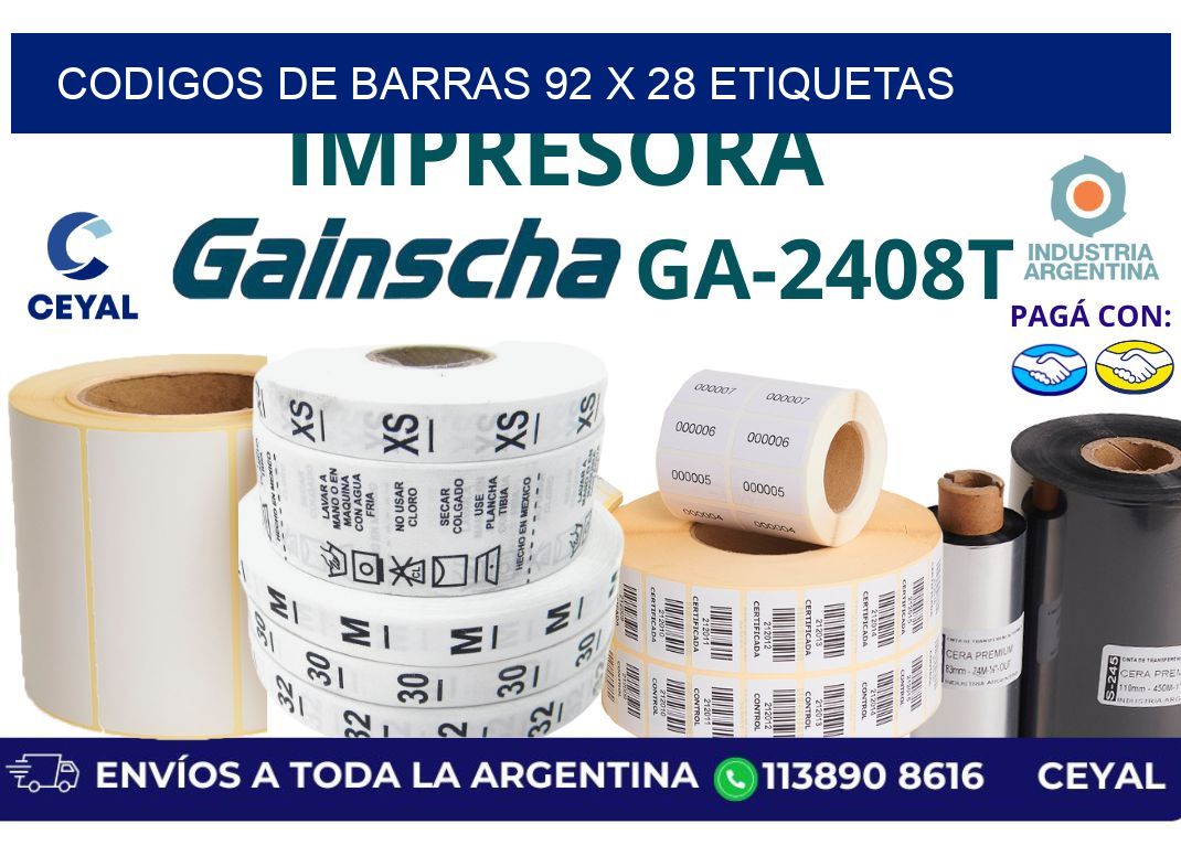 codigos de barras 92 x 28 etiquetas
