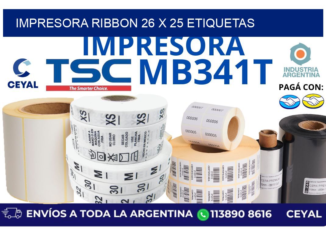 impresora ribbon 26 x 25 etiquetas