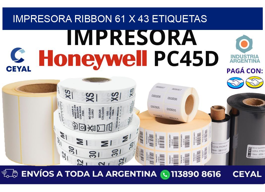 impresora ribbon 61 x 43 etiquetas