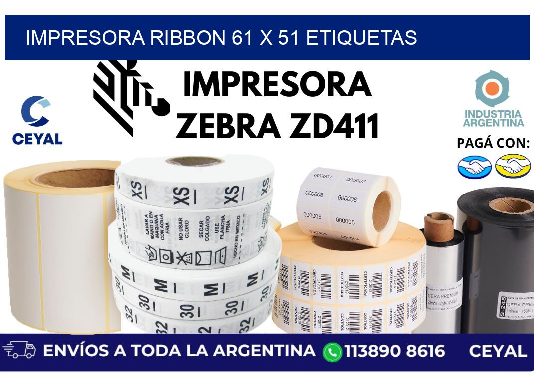 impresora ribbon 61 x 51 etiquetas