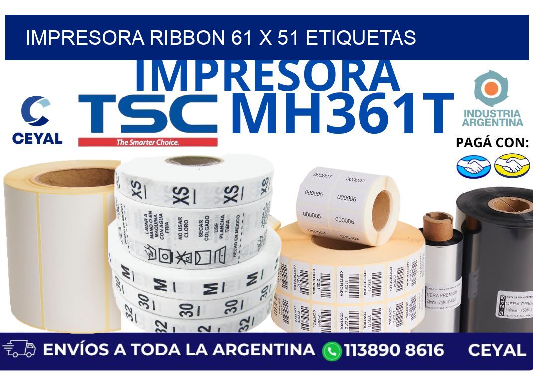 impresora ribbon 61 x 51 etiquetas