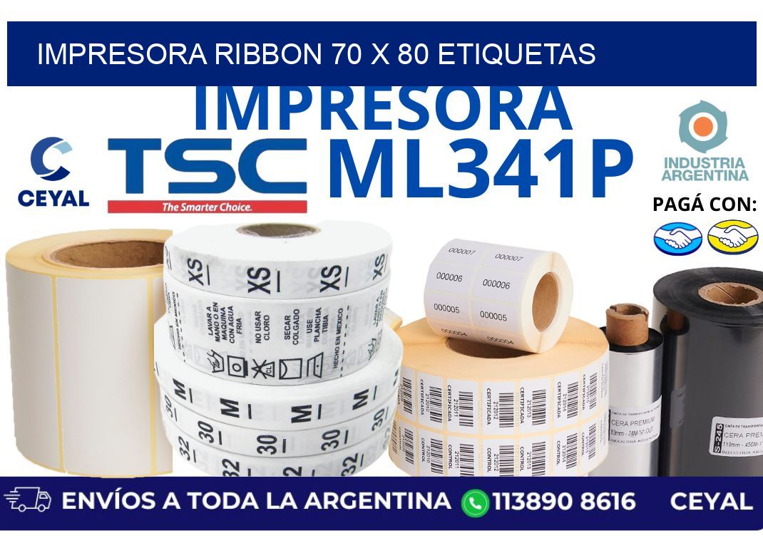 impresora ribbon 70 x 80 etiquetas