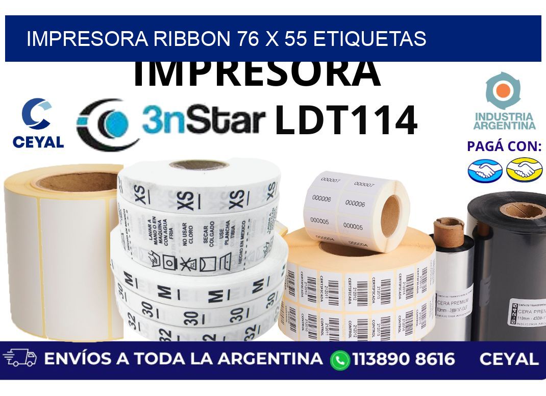 impresora ribbon 76 x 55 etiquetas