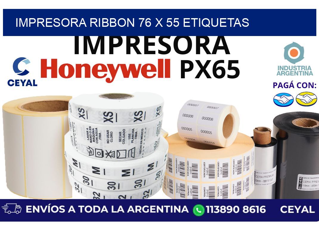 impresora ribbon 76 x 55 etiquetas
