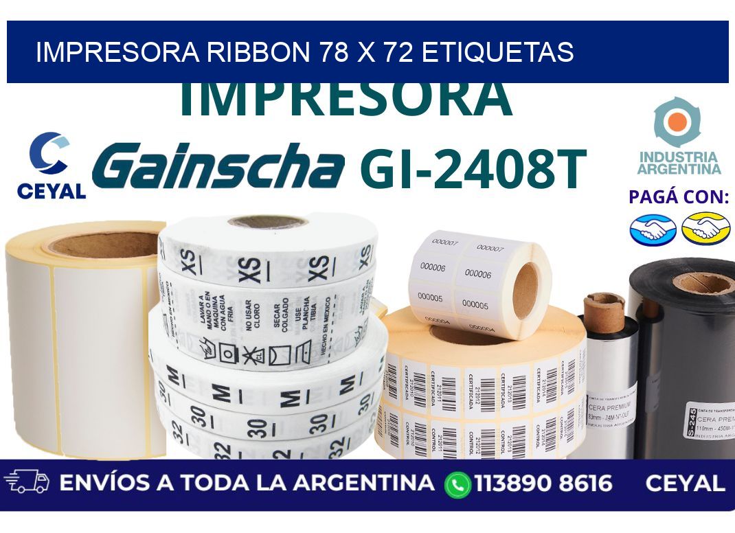 impresora ribbon 78 x 72 etiquetas