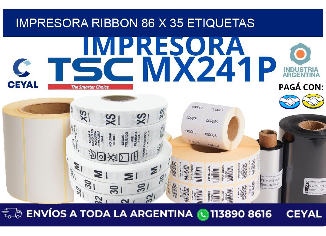 impresora ribbon 86 x 35 etiquetas