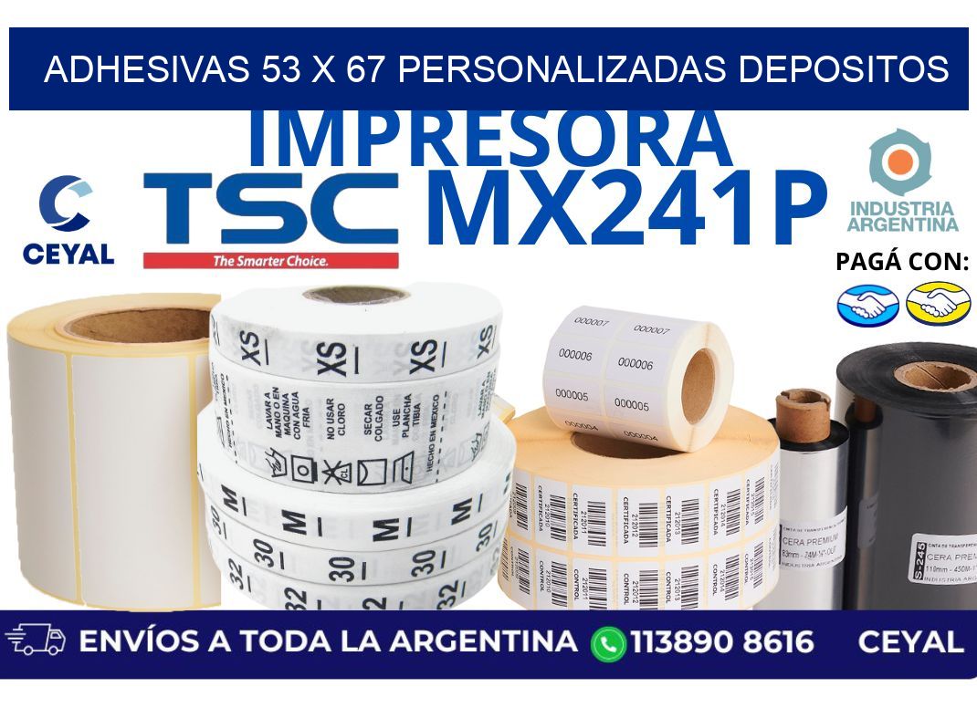 adhesivas 53 x 67 personalizadas depositos