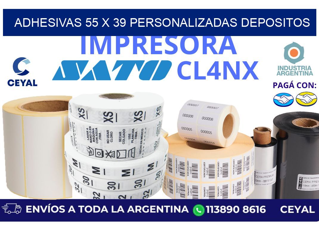 adhesivas 55 x 39 personalizadas depositos