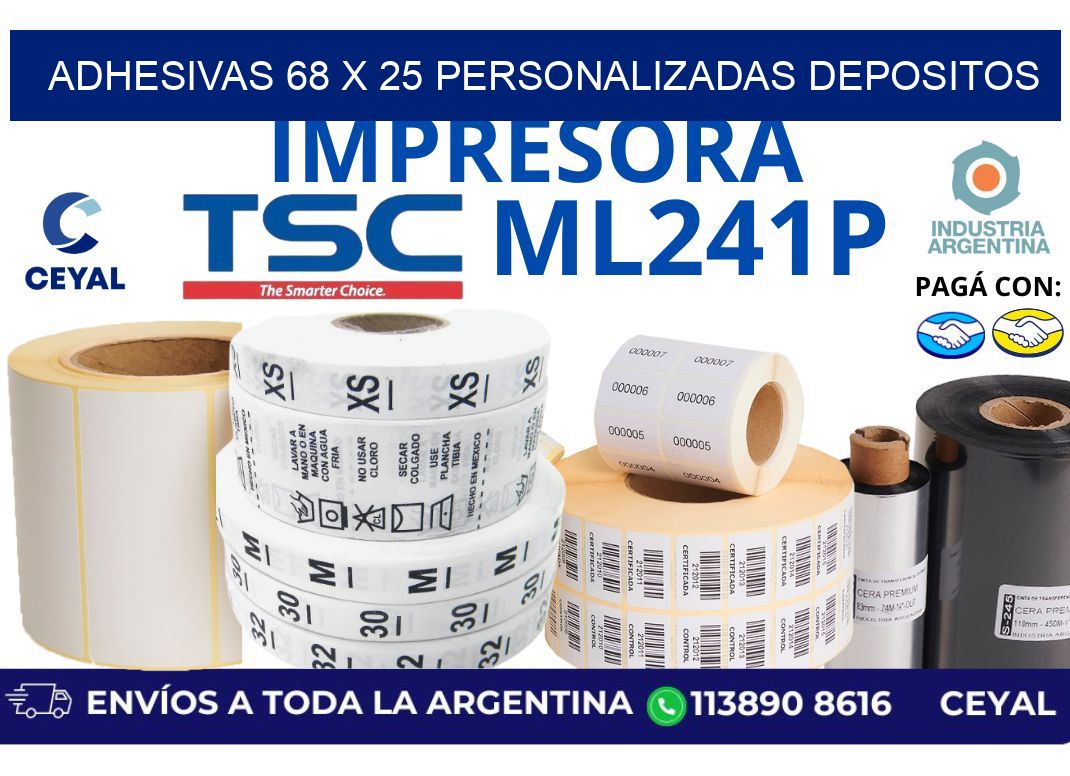 adhesivas 68 x 25 personalizadas depositos