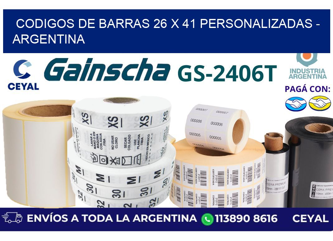 codigos de barras 26 x 41 personalizadas – Argentina