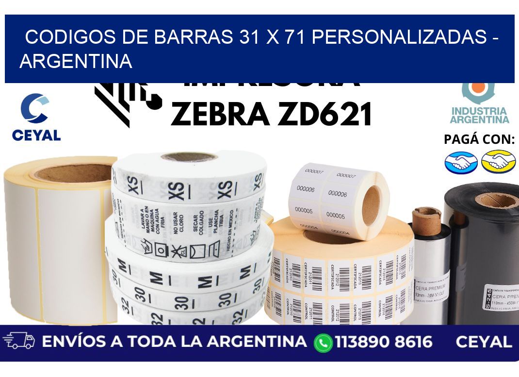 codigos de barras 31 x 71 personalizadas - Argentina