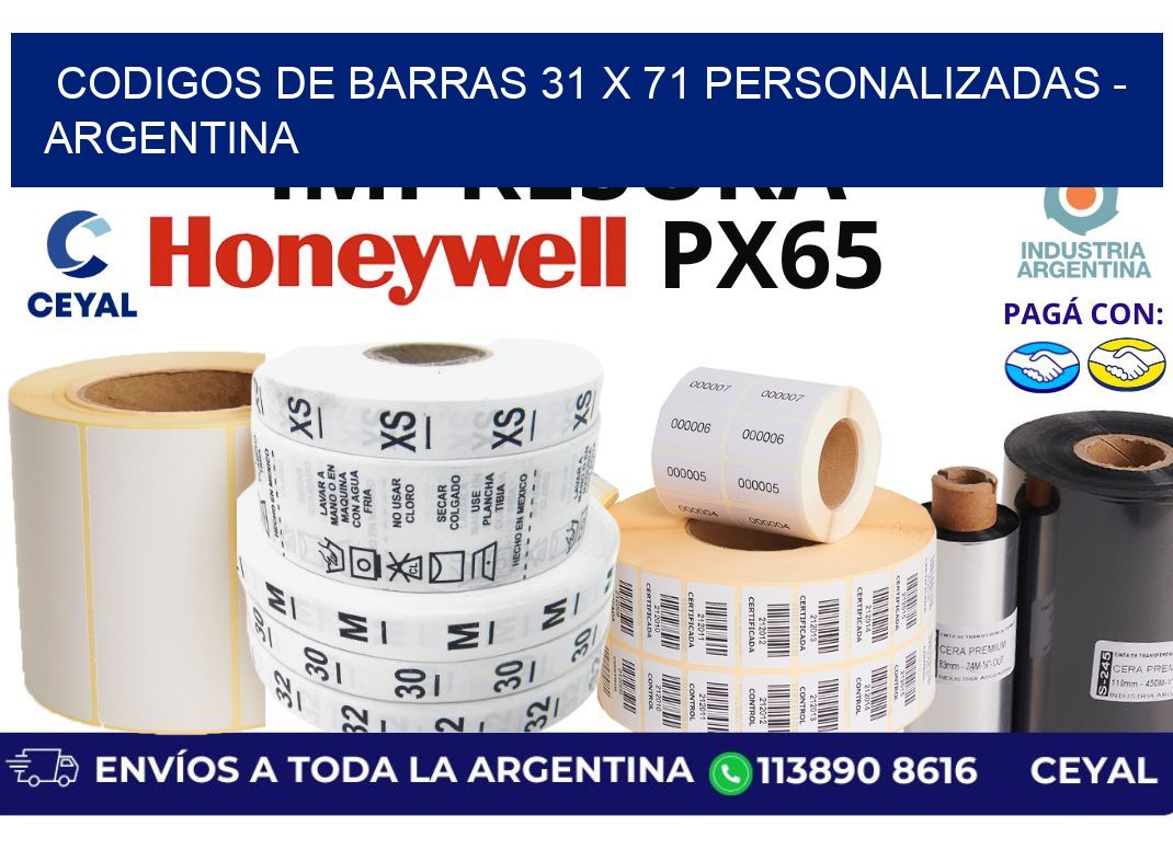 codigos de barras 31 x 71 personalizadas – Argentina