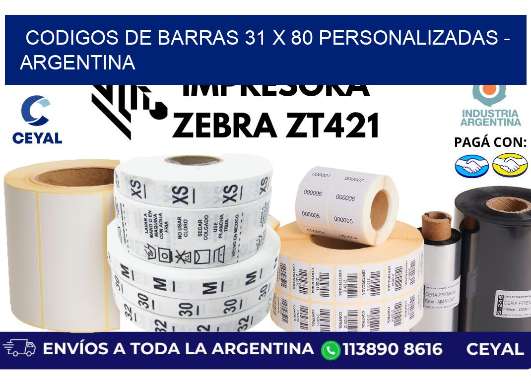 codigos de barras 31 x 80 personalizadas - Argentina
