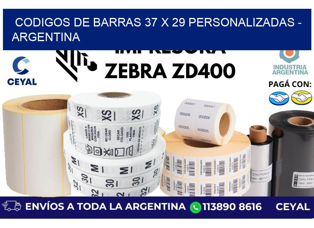 codigos de barras 37 x 29 personalizadas - Argentina