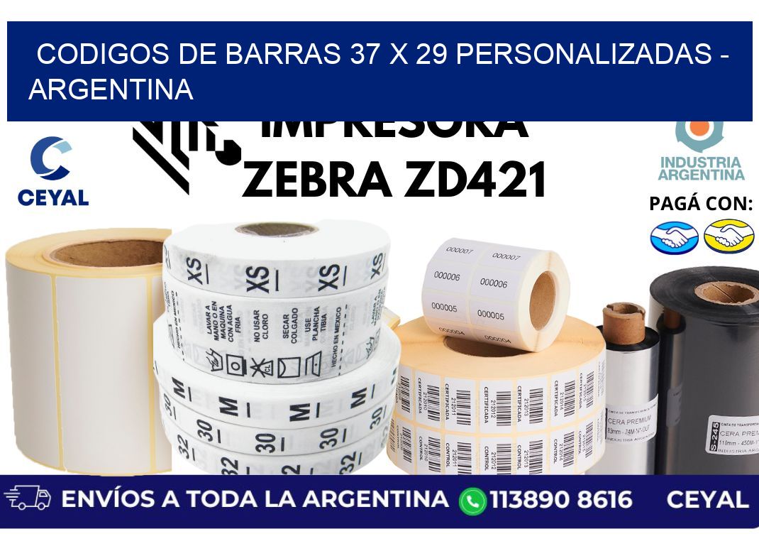 codigos de barras 37 x 29 personalizadas - Argentina