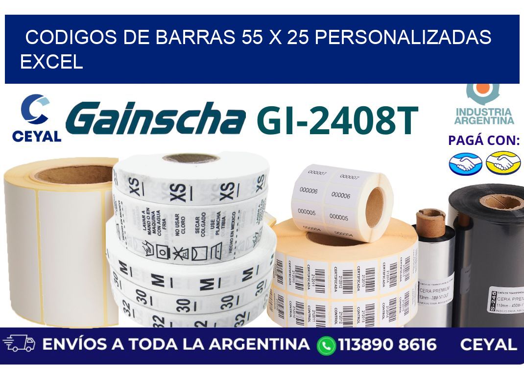 codigos de barras 55 x 25 personalizadas excel