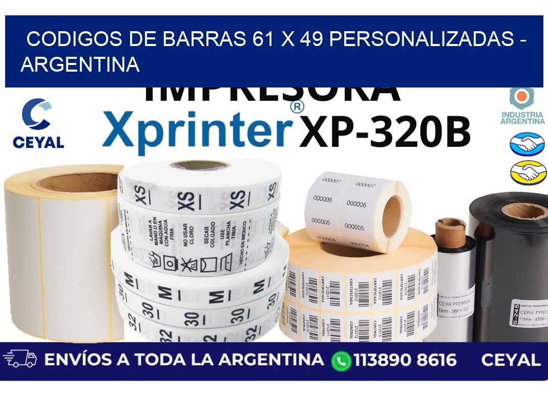 codigos de barras 61 x 49 personalizadas - Argentina