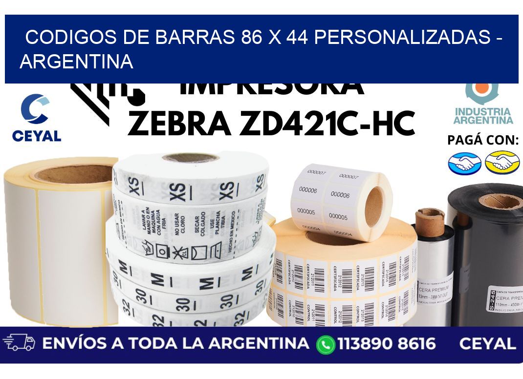 codigos de barras 86 x 44 personalizadas - Argentina
