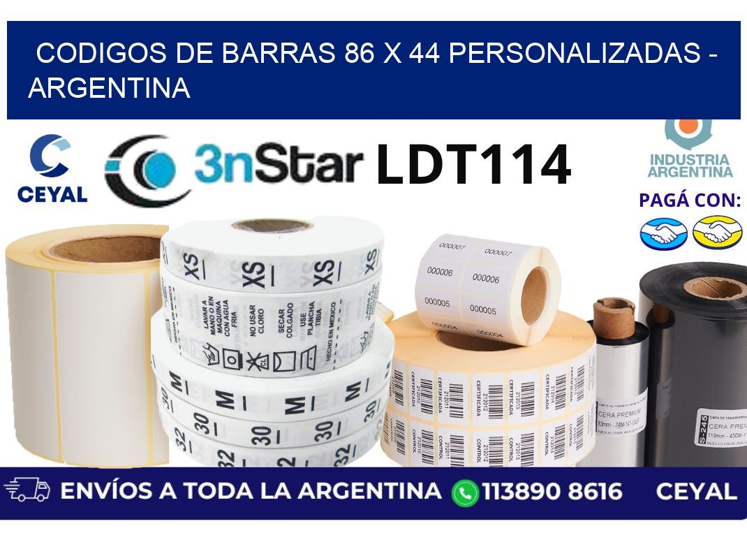 codigos de barras 86 x 44 personalizadas - Argentina