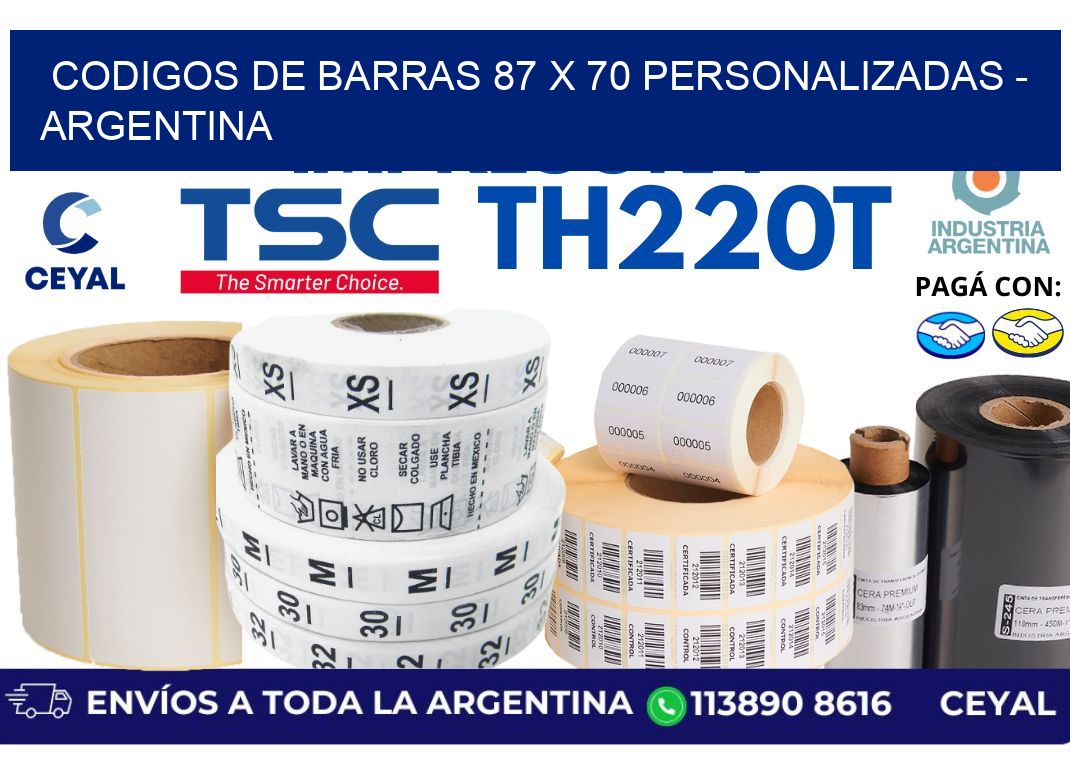 codigos de barras 87 x 70 personalizadas - Argentina