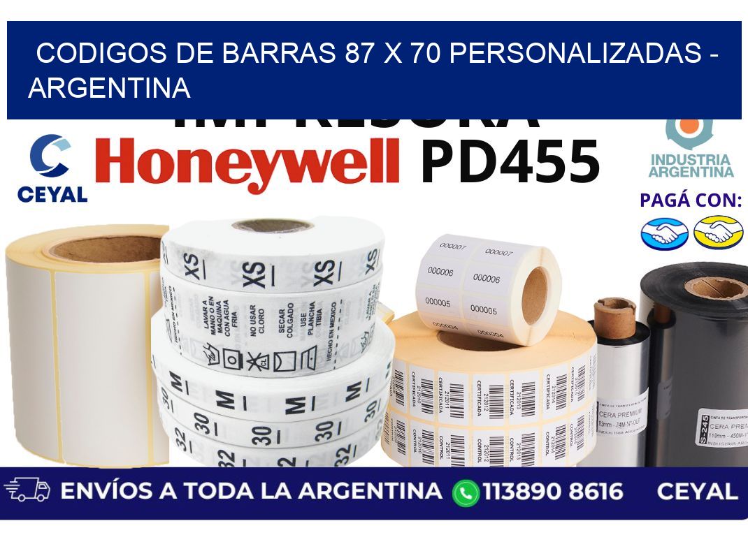 codigos de barras 87 x 70 personalizadas - Argentina