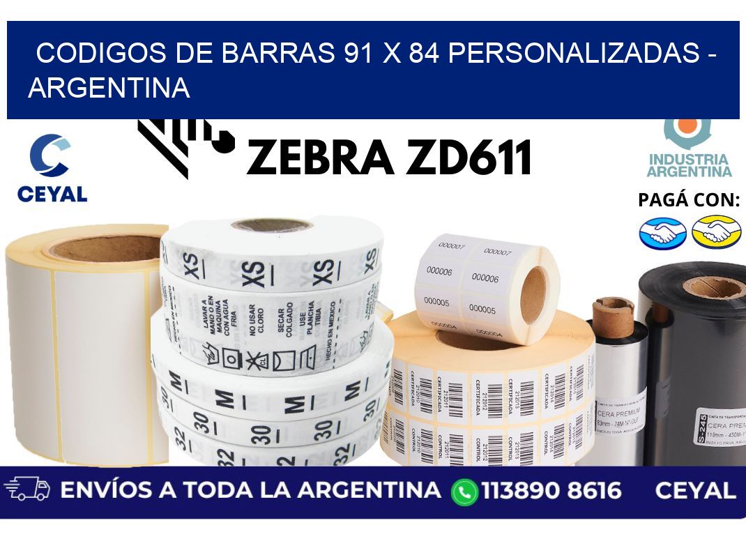 codigos de barras 91 x 84 personalizadas - Argentina