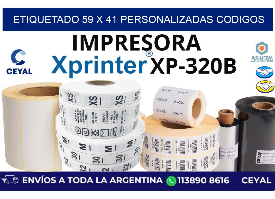 etiquetado 59 x 41 personalizadas codigos