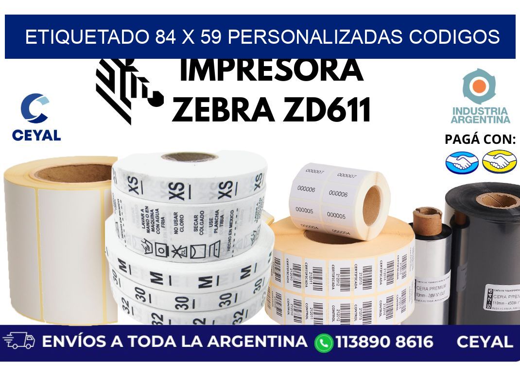 etiquetado 84 x 59 personalizadas codigos