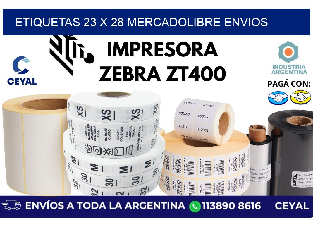 etiquetas 23 x 28 mercadolibre envios
