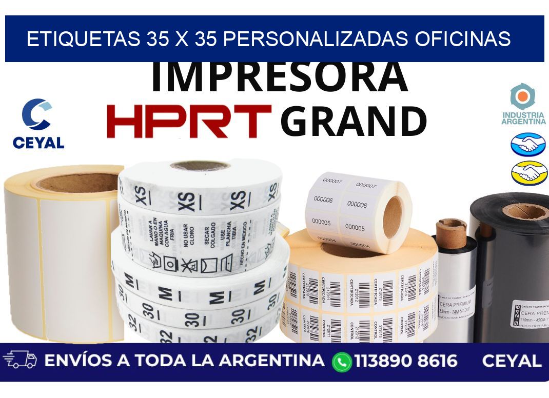 etiquetas 35 x 35 personalizadas oficinas