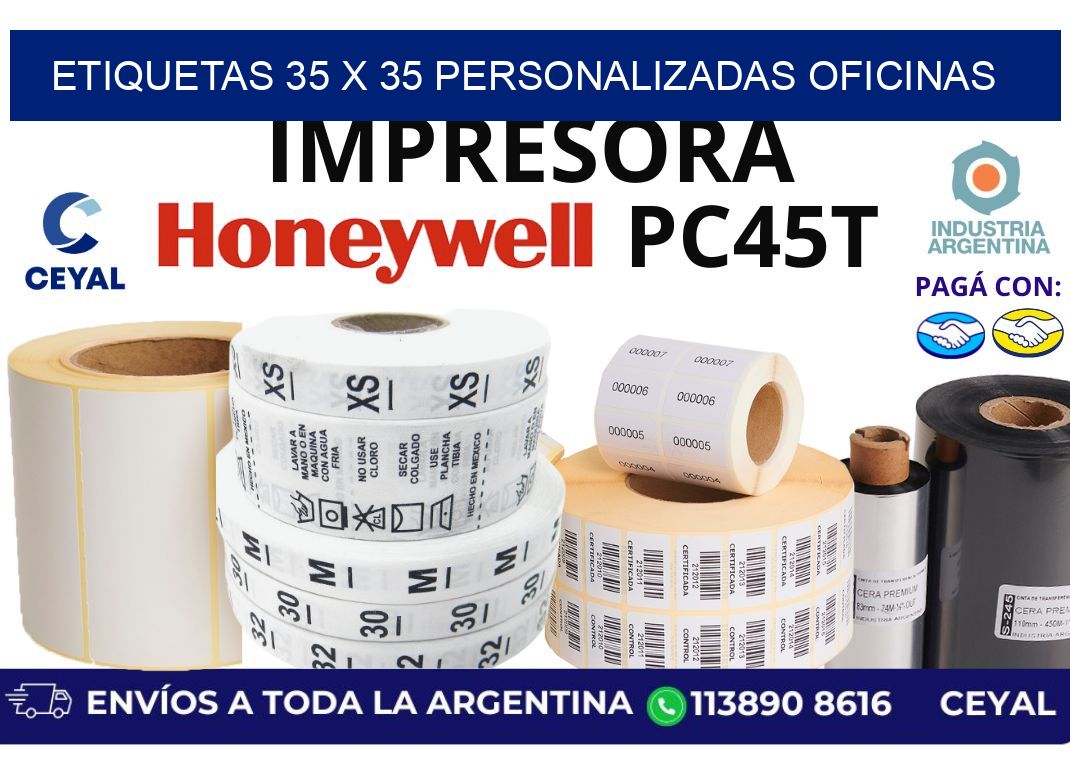 etiquetas 35 x 35 personalizadas oficinas