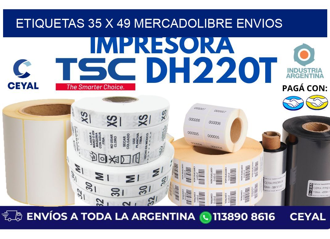 etiquetas 35 x 49 mercadolibre envios