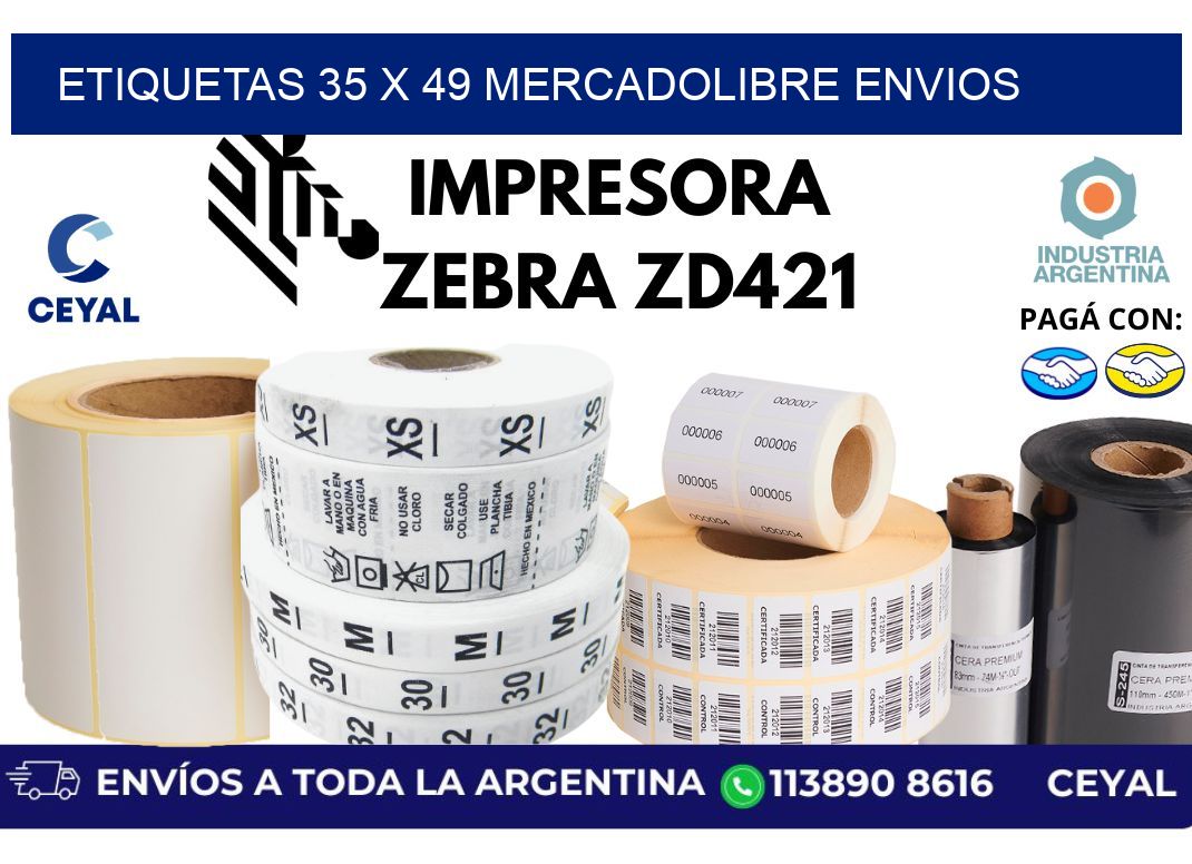 etiquetas 35 x 49 mercadolibre envios