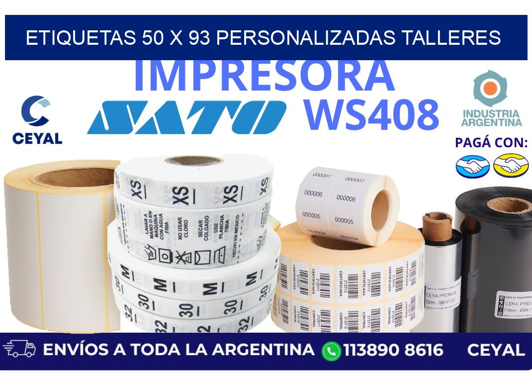 etiquetas 50 x 93 personalizadas talleres