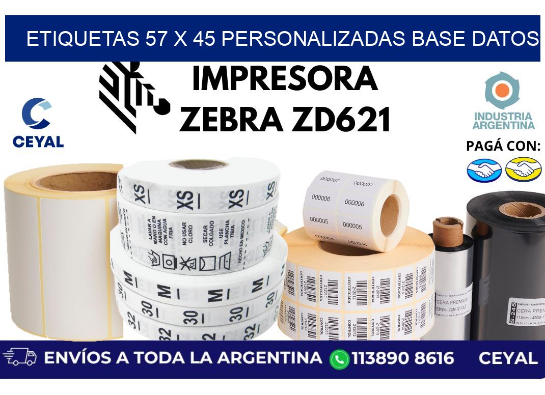 etiquetas 57 x 45 personalizadas base datos