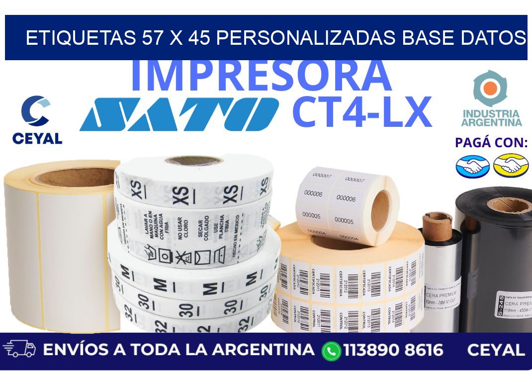 etiquetas 57 x 45 personalizadas base datos